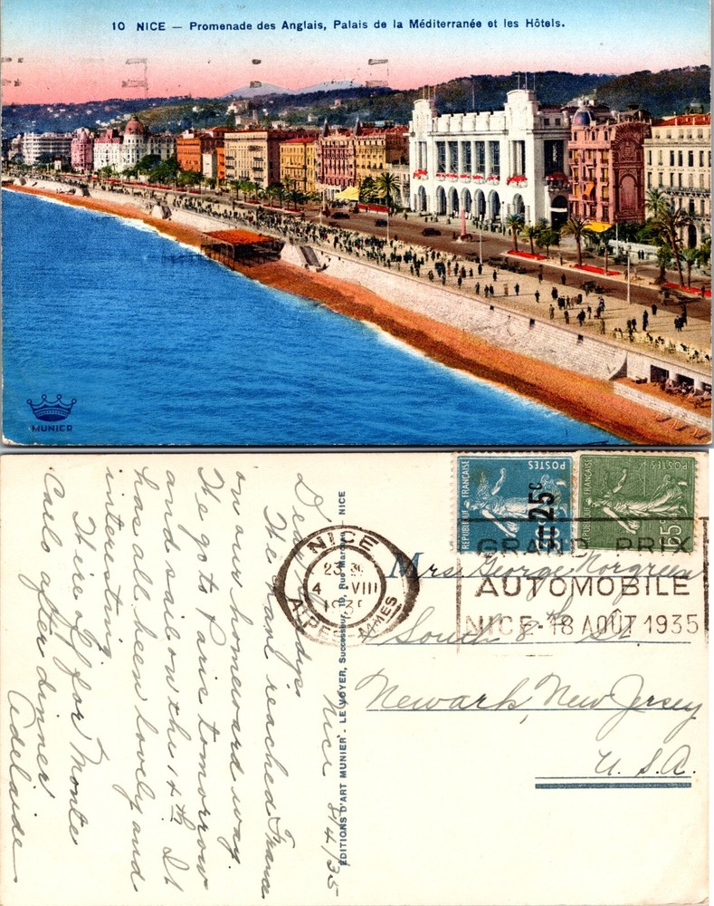 Promenade des Anglais and Palais de la Méditerranée Nice France Postcard