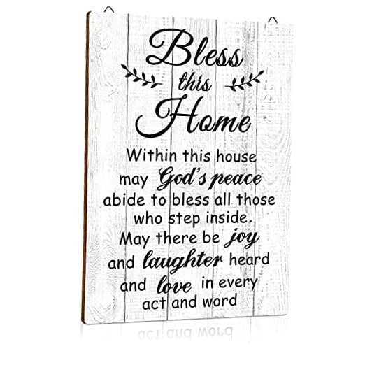 House Warming Gifts New Home Bless This Home Wall Decor 13.8 x 11 Inches White