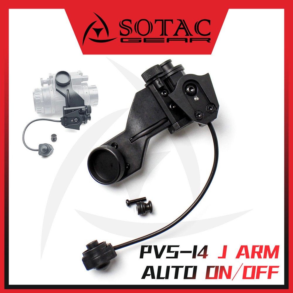PVS-14 J Arm Auto ON/OFF Dovetail Mount Night Vision NVG Helmet Adapter SOTAC