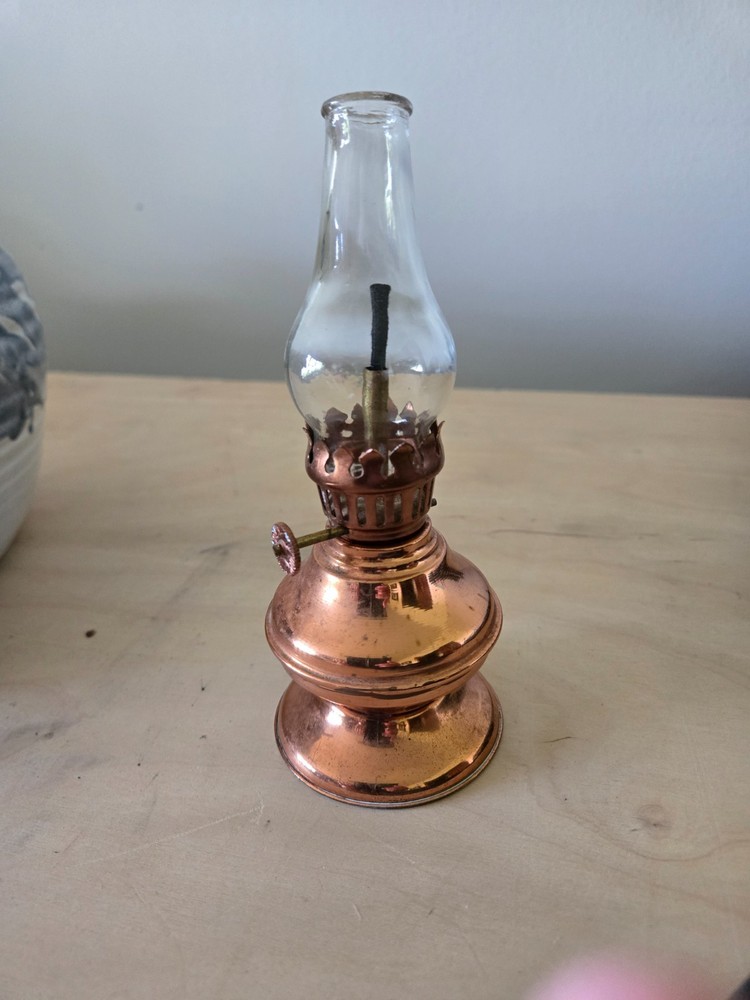 Vintage Miniature Copper Oil Lamp