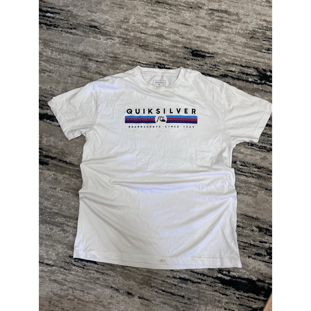 Quiksilver Men's Short Sleeve T-Shirt Navy Blue, Graphic Print, Size L Large