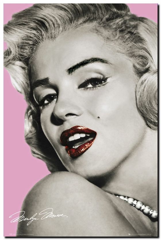 Marilyn Monroe Framed Canvas Art Print Pink Lips 24x16 Inches