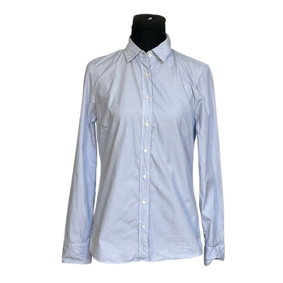 J Crew Haberdashery Blue Stripe Button Down Shirt Womens Small