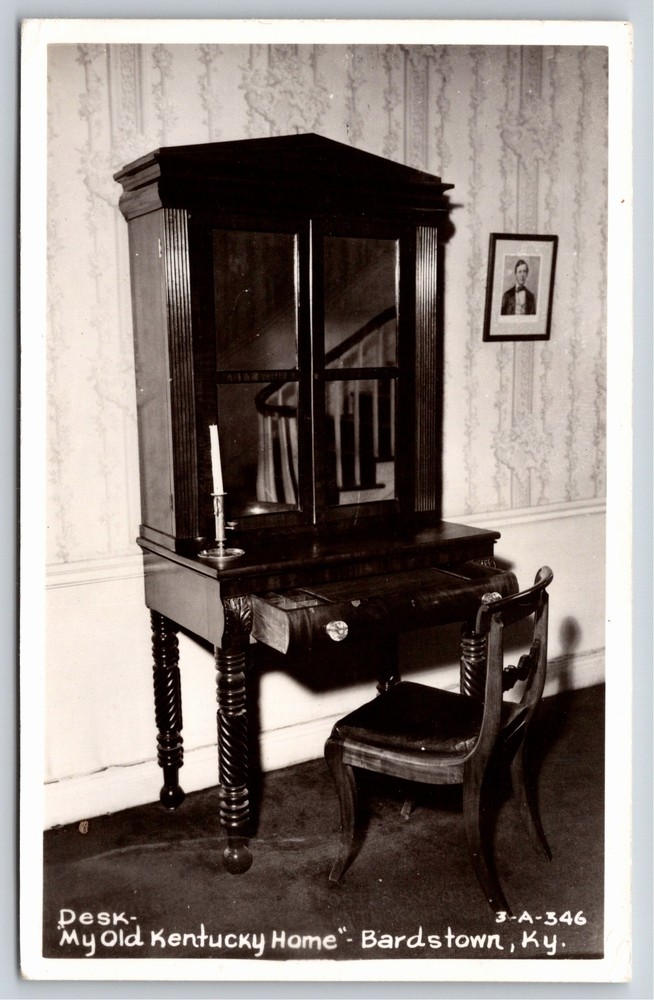 RPPC~Bardstown KY~Desk @ My Old Kentucky Home In State Park~Real Photo Postcard