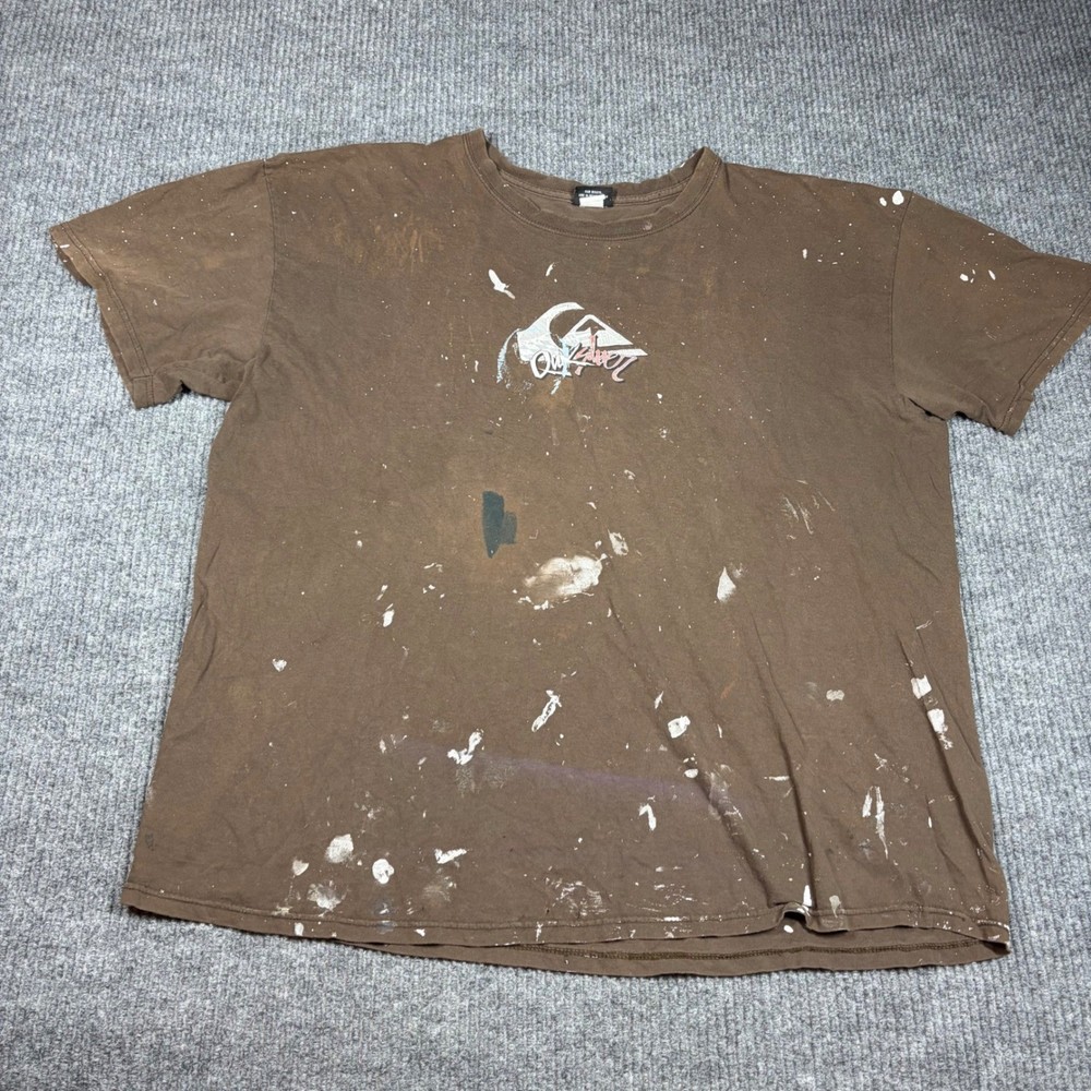 Vintage Quiksilver Shirt Men's XXL Brown Graphic  Distressed Paint Splatter Surf