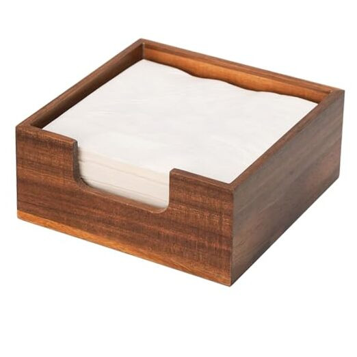 Acacia Cocktail Napkin Holder for Table, Wooden Napkin Holder, Flat Square-image