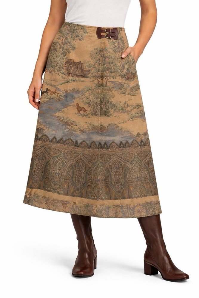 Vintage 90s Lauren Ralph Lauren Scenic English Countryside Midi Wrap Skirt