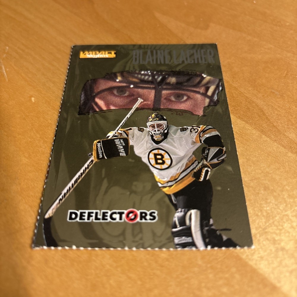 Blaine Lacher - 1995-96 Skybox Impact - Deflectors Sample Card - Boston Bruins