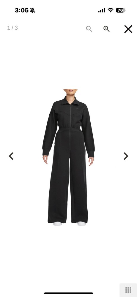 Nike Tech Fleece Windrunner Jump-Suit FB8798-010 Black (Women’s X-small)XS