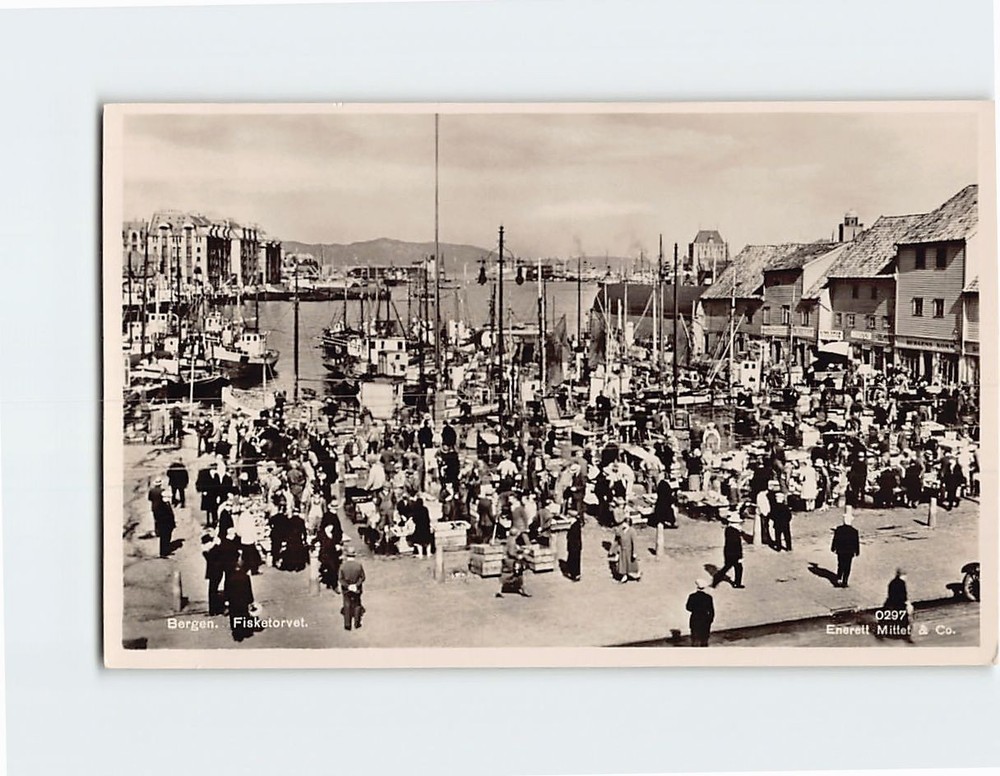 Postcard Fishmarket in Bergen Norway
