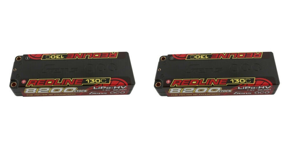2x Gens Ace Redline Series 8200mAh 7.6V 130C 2S1P HardCase RC Truck Lipo Battery-image