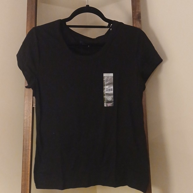 NWT No Boundaries Women's XL (15-17) Black Solid Scoop Neck Short Sleeve T-Shirt