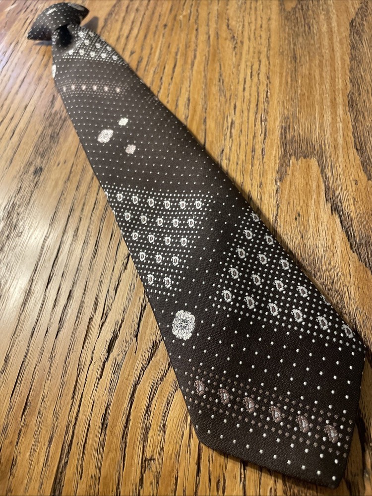 Vintage 60s 70s Polyester Clip On Tie Mod Disco Geometric Retro
