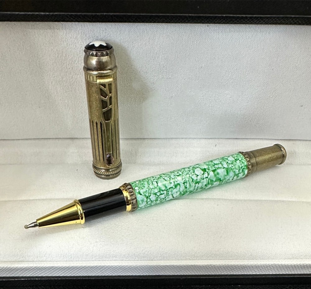 Deluxe Writers Series Green + Copper Gold Color 0.7mm Rollerball Pen No Box