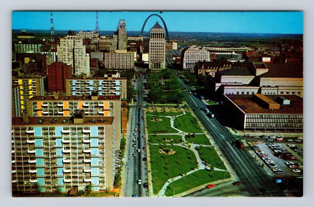 St Louis MO-Missouri, The Gateway Mall, Aerial, Antique, Vintage Postcard