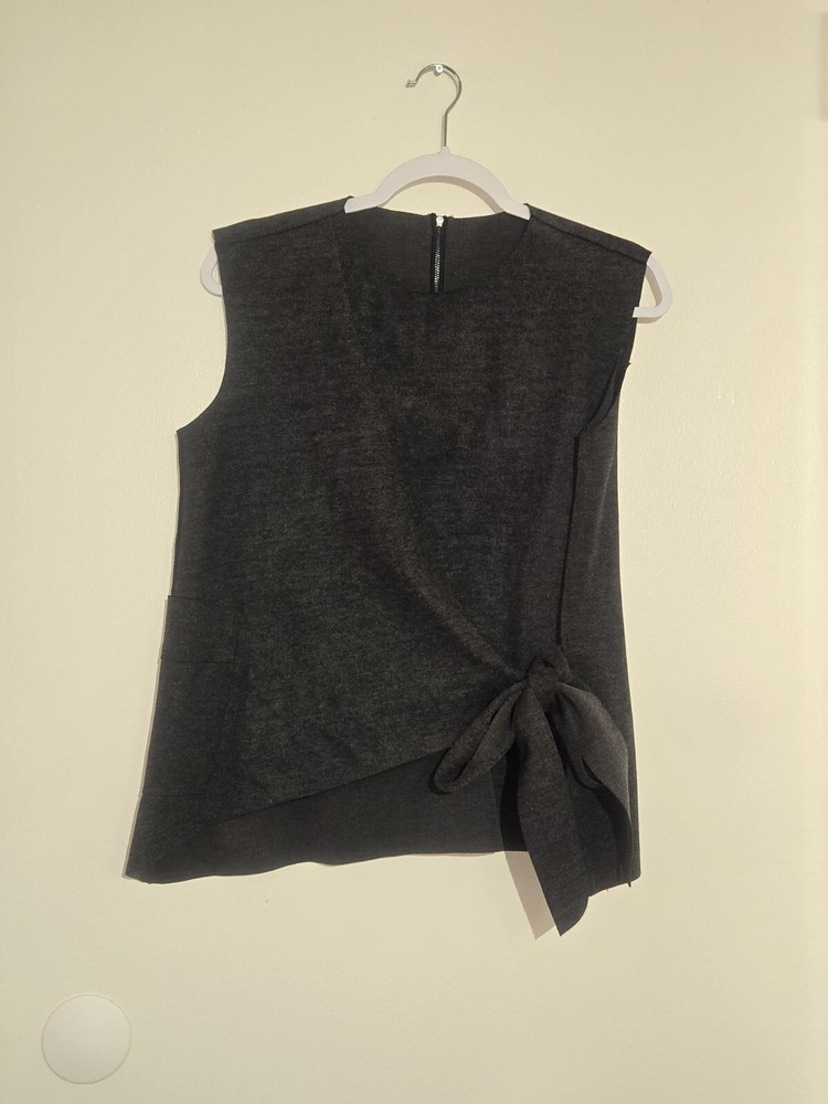 Women's Short Sleeve Wool Blend Blouse Knotted Bow Size Medium