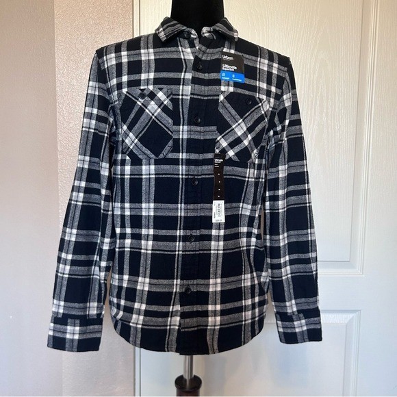 NWT Urban Pipeline Black and White Plaid Flannel Shirt Size Boys Medium