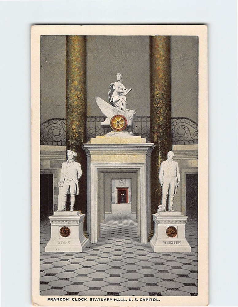 Postcard Franzoni Clock Statuary Hall US Capitol Washington DC USA