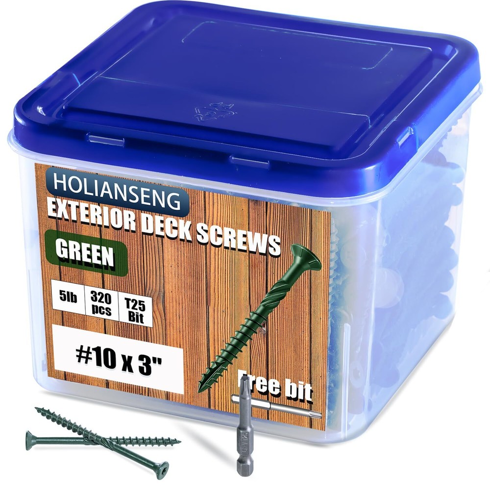 3 Inch #10 Green Epoxy Coated Deck Screws T25 Torx 5lb Rust Resistant