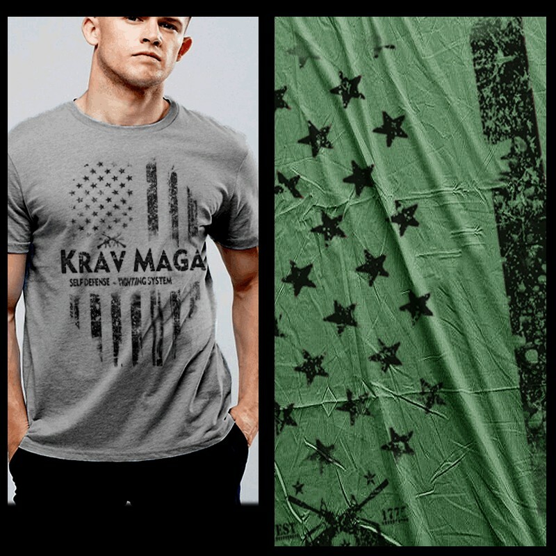 Krav Maga T-shirt Special Forces Military Martial Combat U.S. Flag XL DK gray