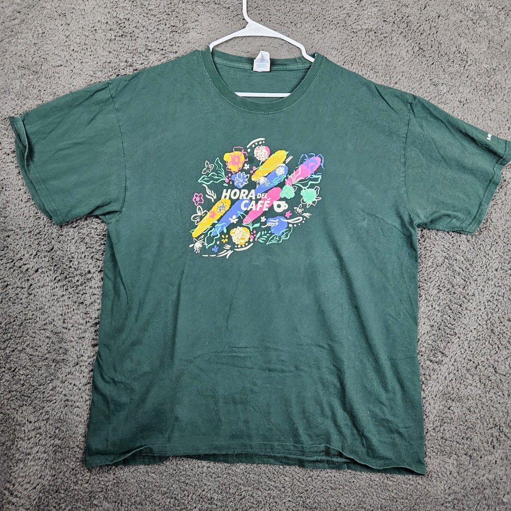 Starbucks Hora Del Cafe Green XL T Shirt Mens Coffee Graphic Tee
