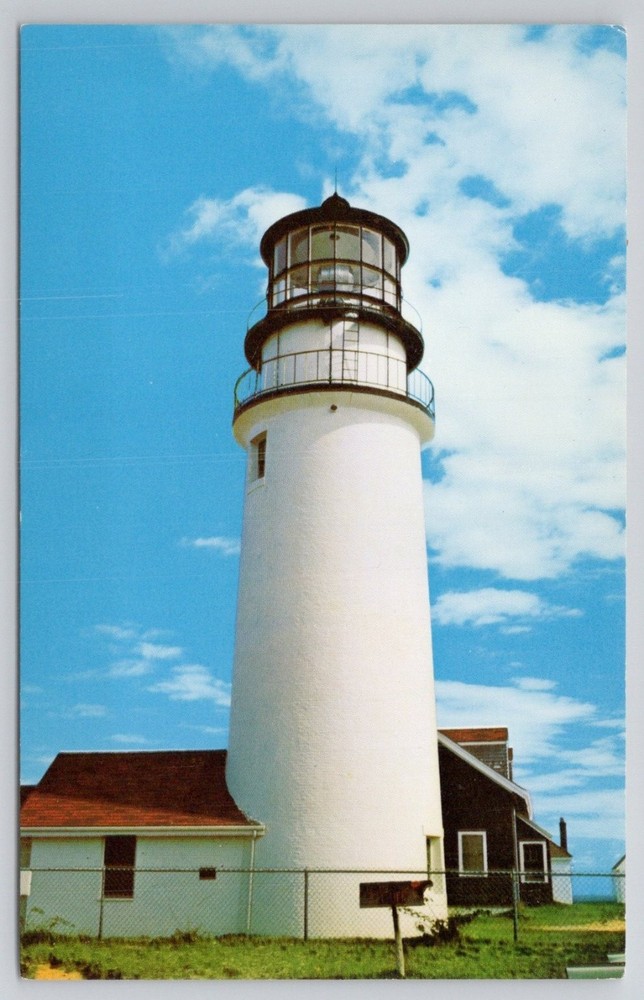 Highland Light Lighthouse North Truro Cape Cod MA Postcard Chrome
