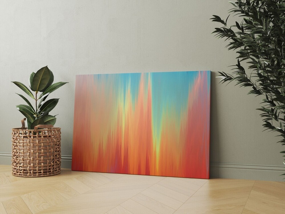 Colorful Rainbow Glitch Gradient Paint Unframed Canvas Print Australian Wall Art