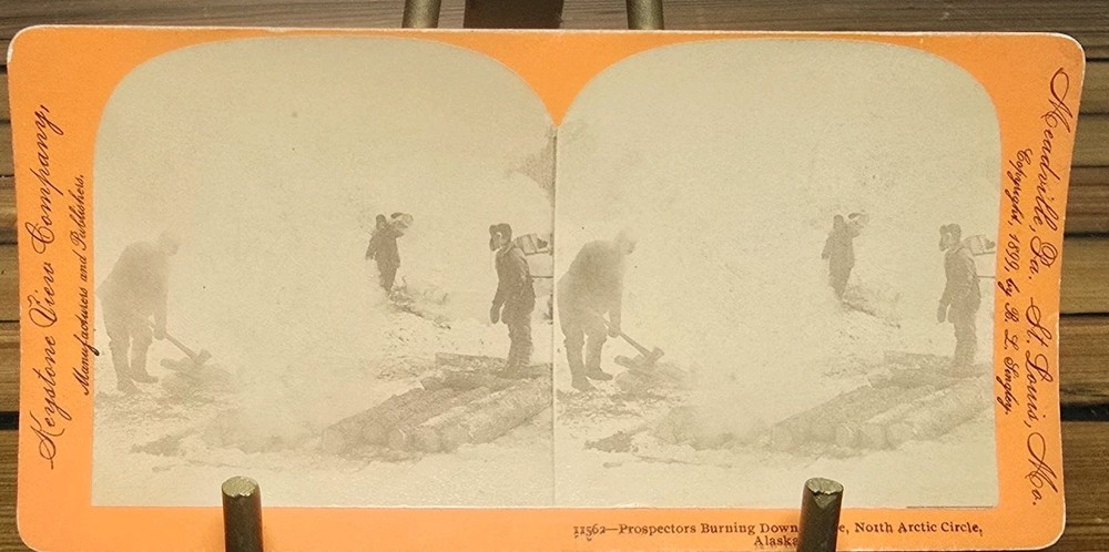 Antique 1899 Klondike Gold Rush Alaska Stereoview Keystone Prospectors Mining