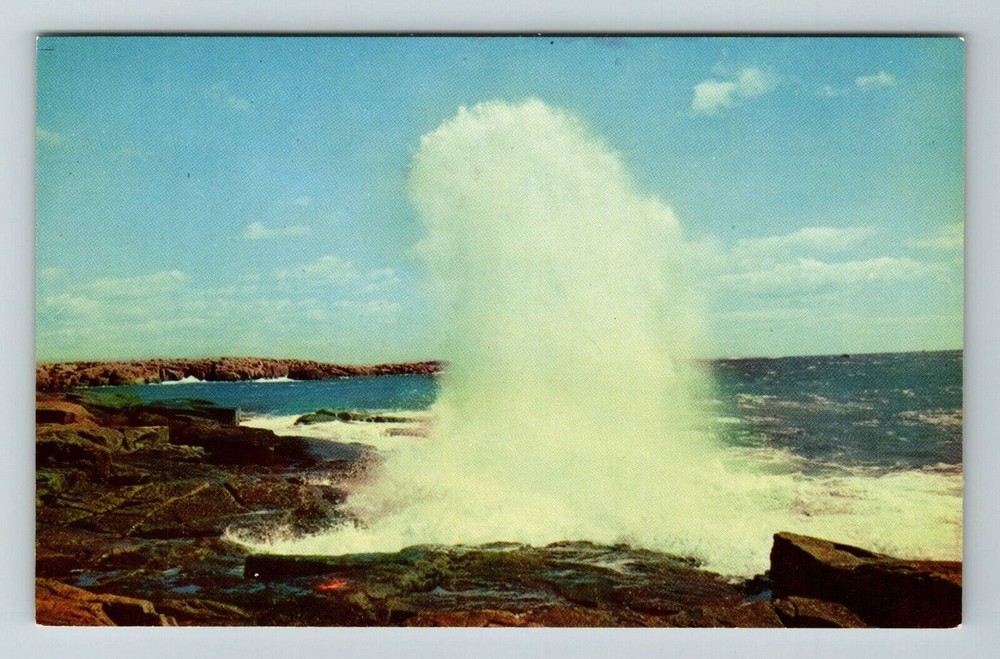 Acadia National Park ME-Maine, Surf At Schoodic Point  Vintage Souvenir Postcard-image