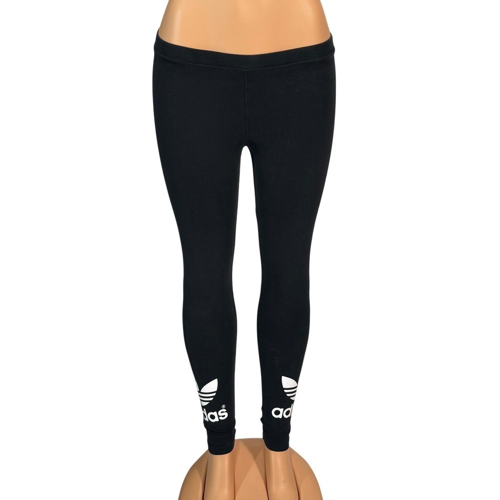 Adidas Originals Trefoil Logo Black Cotton Spandex Leggings Women's Size S