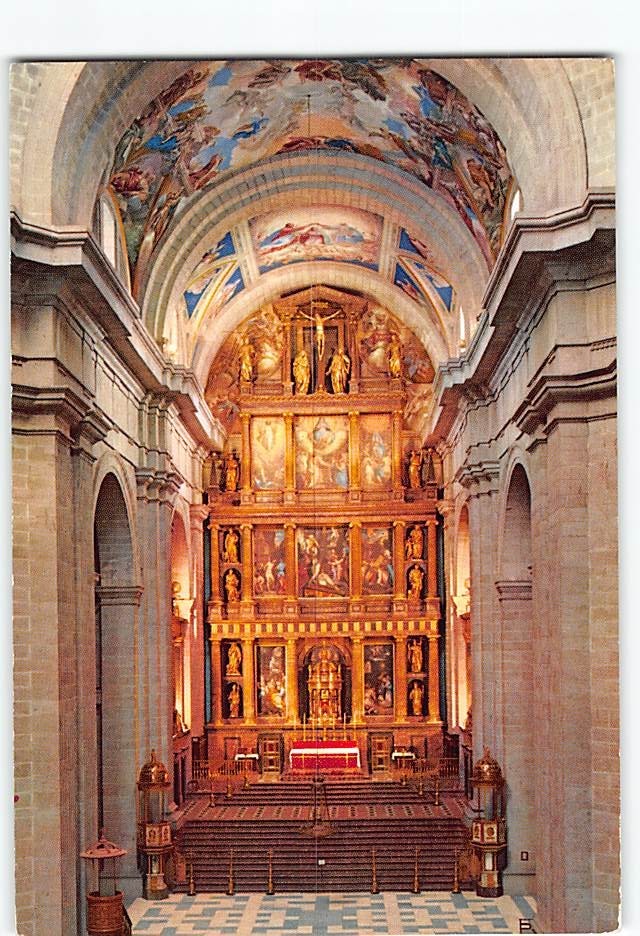 Postcard Interior Basilica Royal Monastery of San Lorenzo de El Escorial Spain