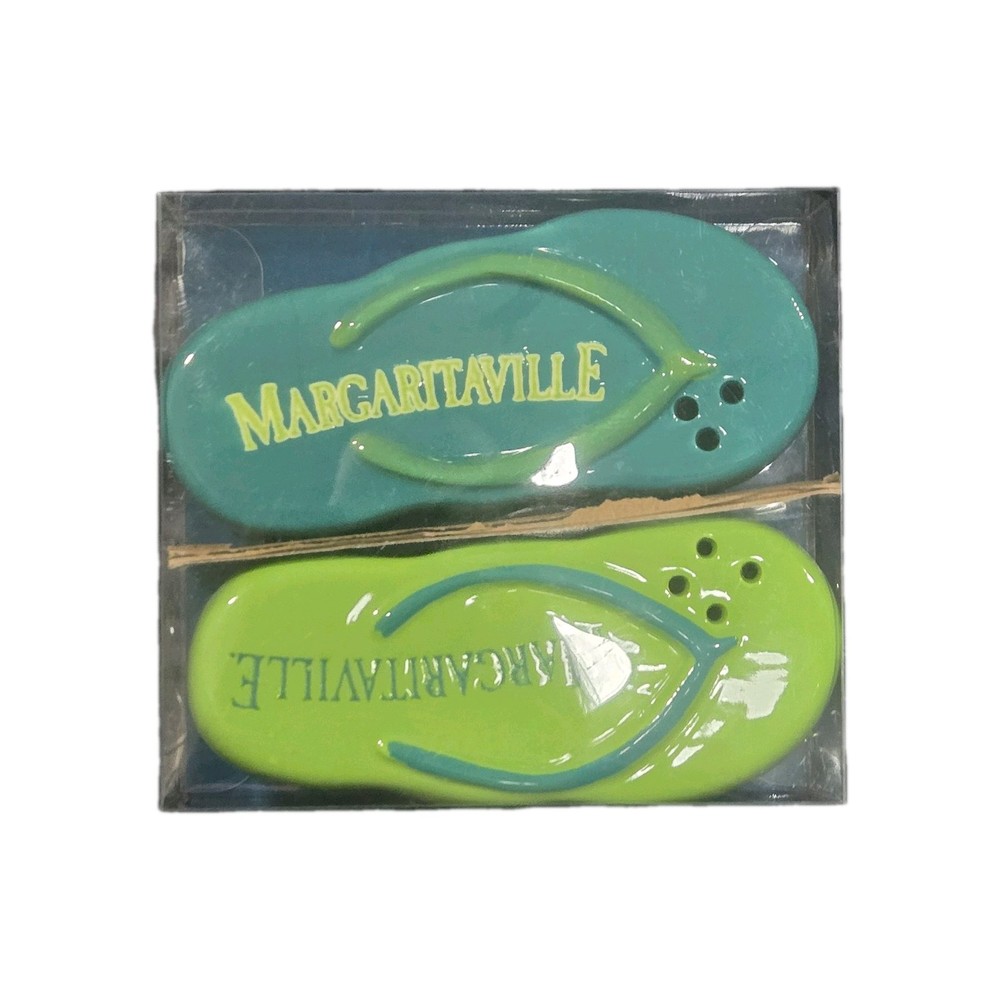 Jimmy Buffett Margaritaville Flip Flop Salt & Pepper Shaker Set Teal Blue Green