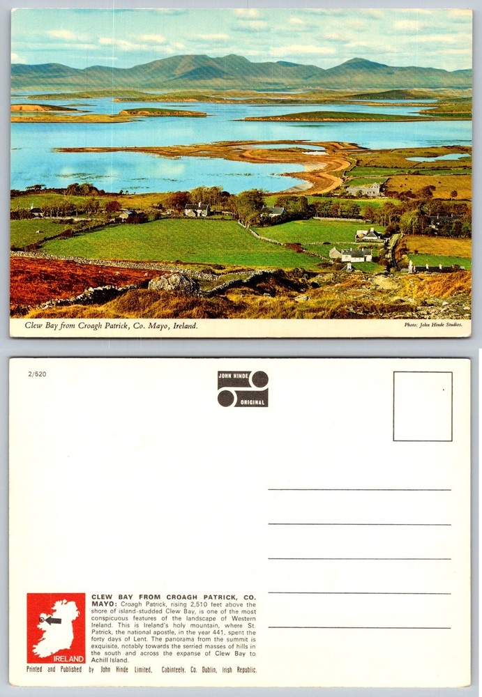 John Hinde Postcard: Clew Bay from Croagh Patrick, Co. Mayo, Ireland