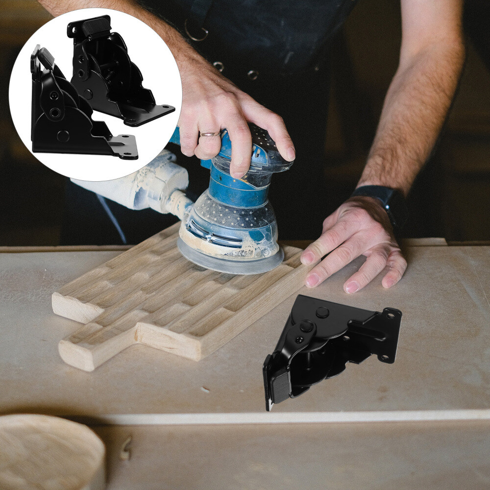 2 Pcs Cabinet Hinges Table Leg Folding Black Furniture Hardware