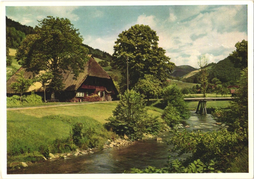 Panorama of A Beautiful Farmhouse in the Black Forest, Germany Postcard
