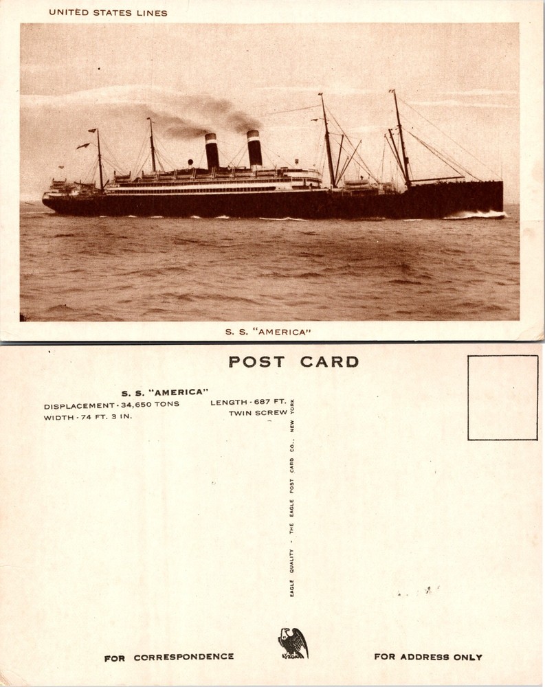 SS America United States Lines Postcard