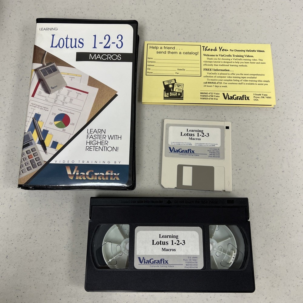 Lotus 1-2-3 Video Tutorial ViaGrafix VHS Tape CIB Clamshell