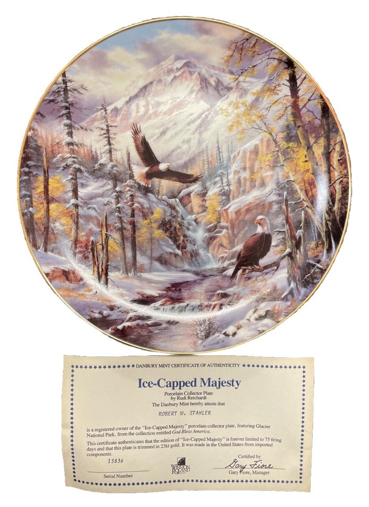 Ice Capped Majesty God Bless America Rudi Reichardt Danbury Mint Collector Plate
