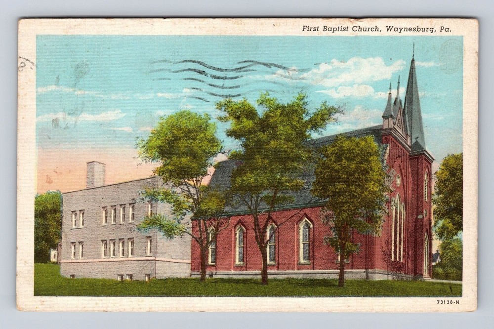 Waynesburg PA-Pennsylvania, First Baptist Church, Antique Vintage Postcard