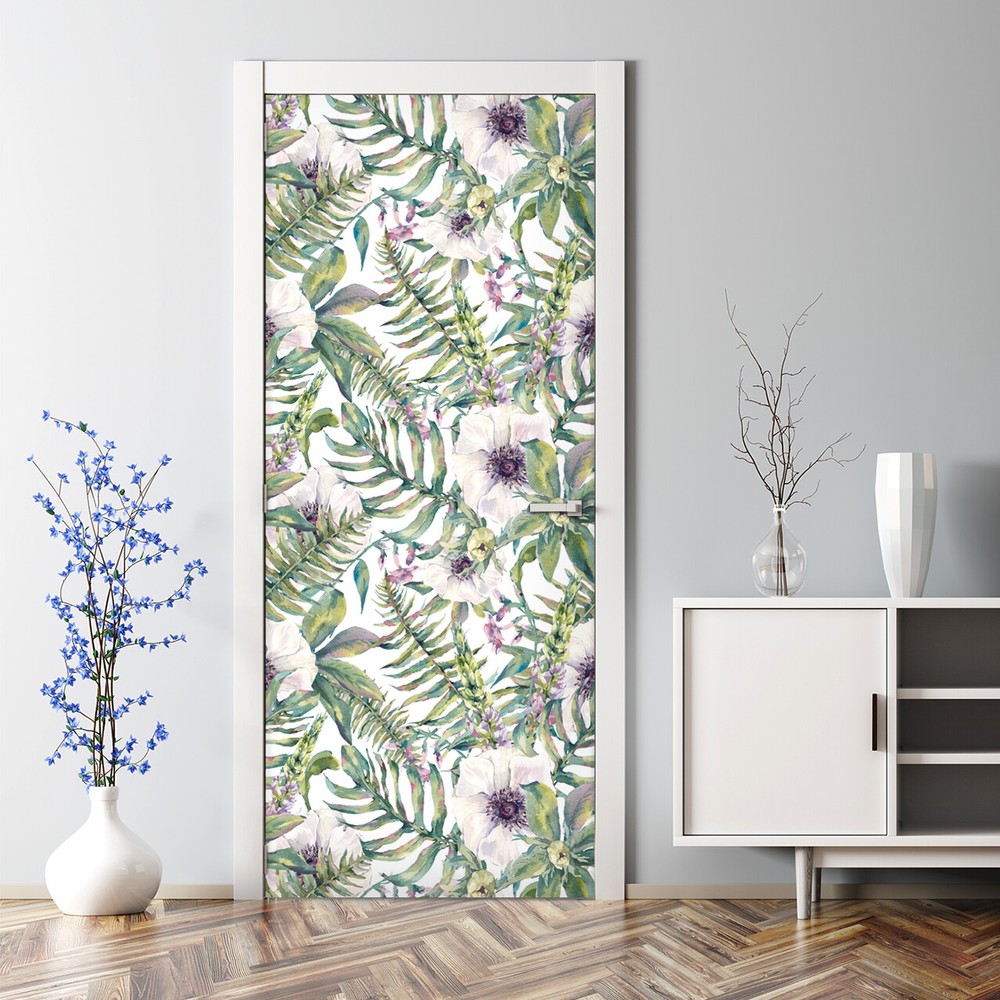 Hawaii tropical leaf removable self-adhesive door decal exotic decor