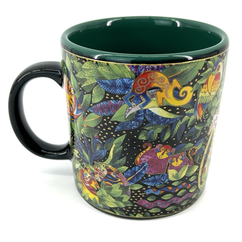 Laurel Burch Jungle Mug 2004 WineThings Sonoma Colorful Art Coffee Cup Boho Art