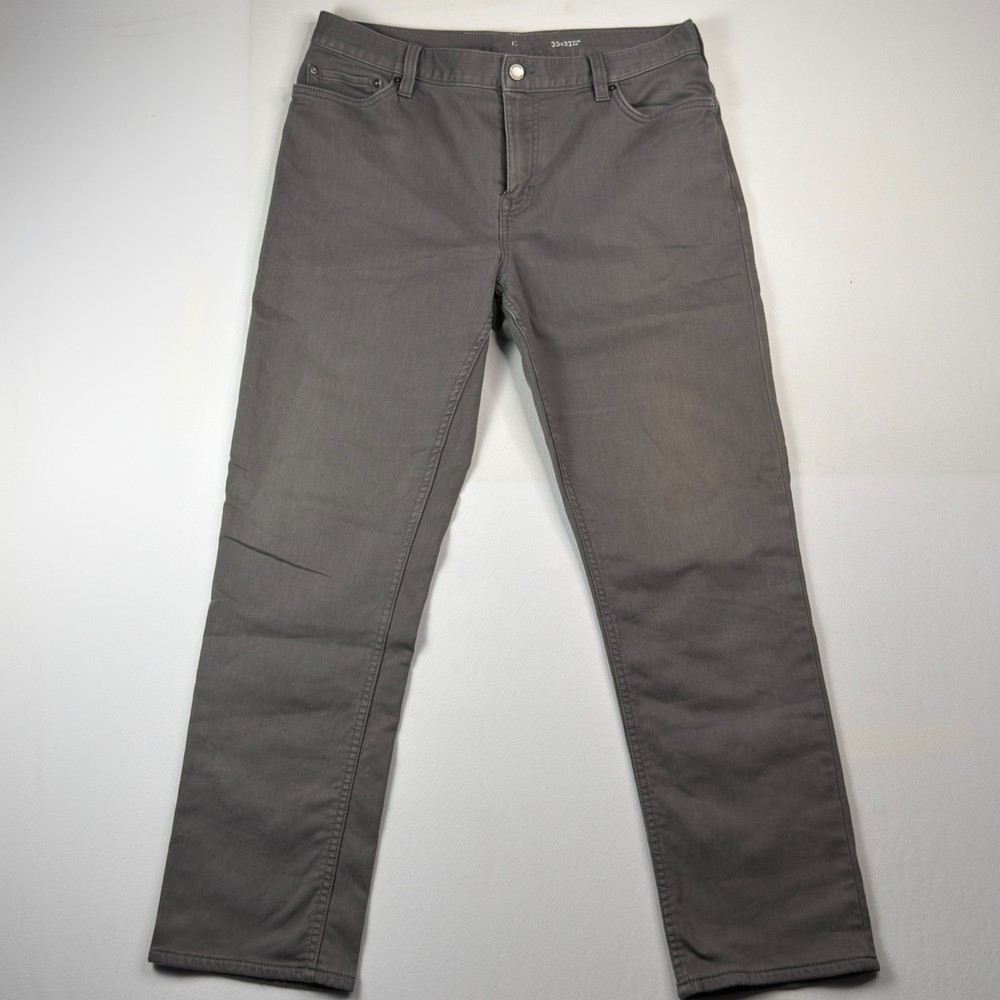Banana Republic Mens Slim Fit Pants 35x32 Smoke Grey Stretch 5 Pocket Chino Pant