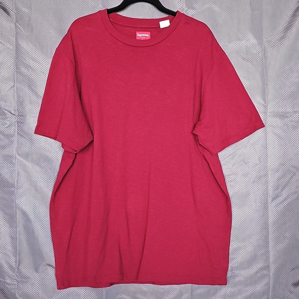 Supreme Men's Red Logo Crew Neck Short Sleeve Knit Cotton T-Shirt XXL