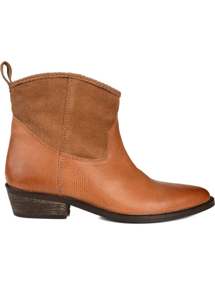 JOURNEE COLLECTION Womens Brown Carmela Almond Leather Western Boot 6.5