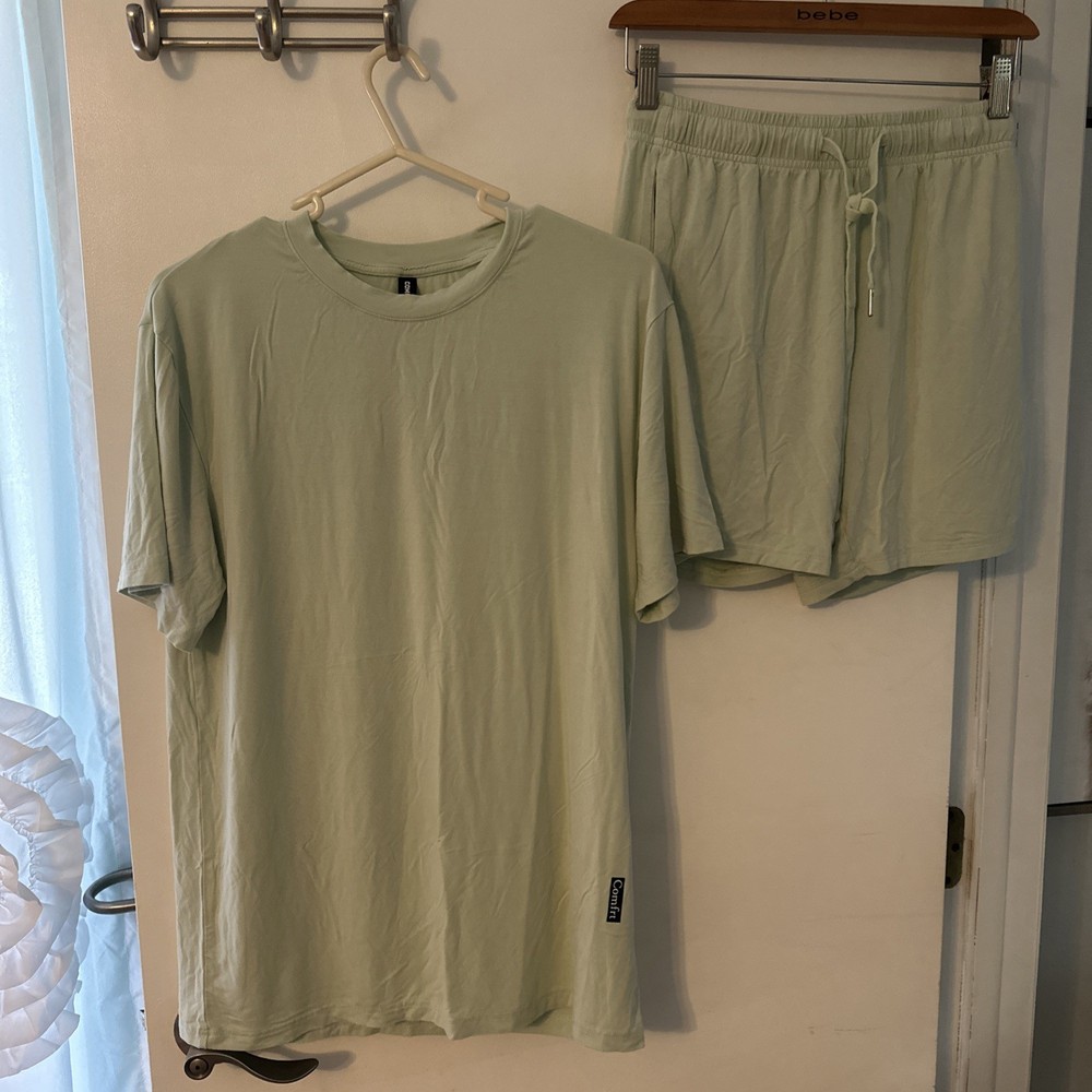 COMFRT Cloud Lounge Tee + Shorts in Mint - Small - Soft And Stretchy Oversized