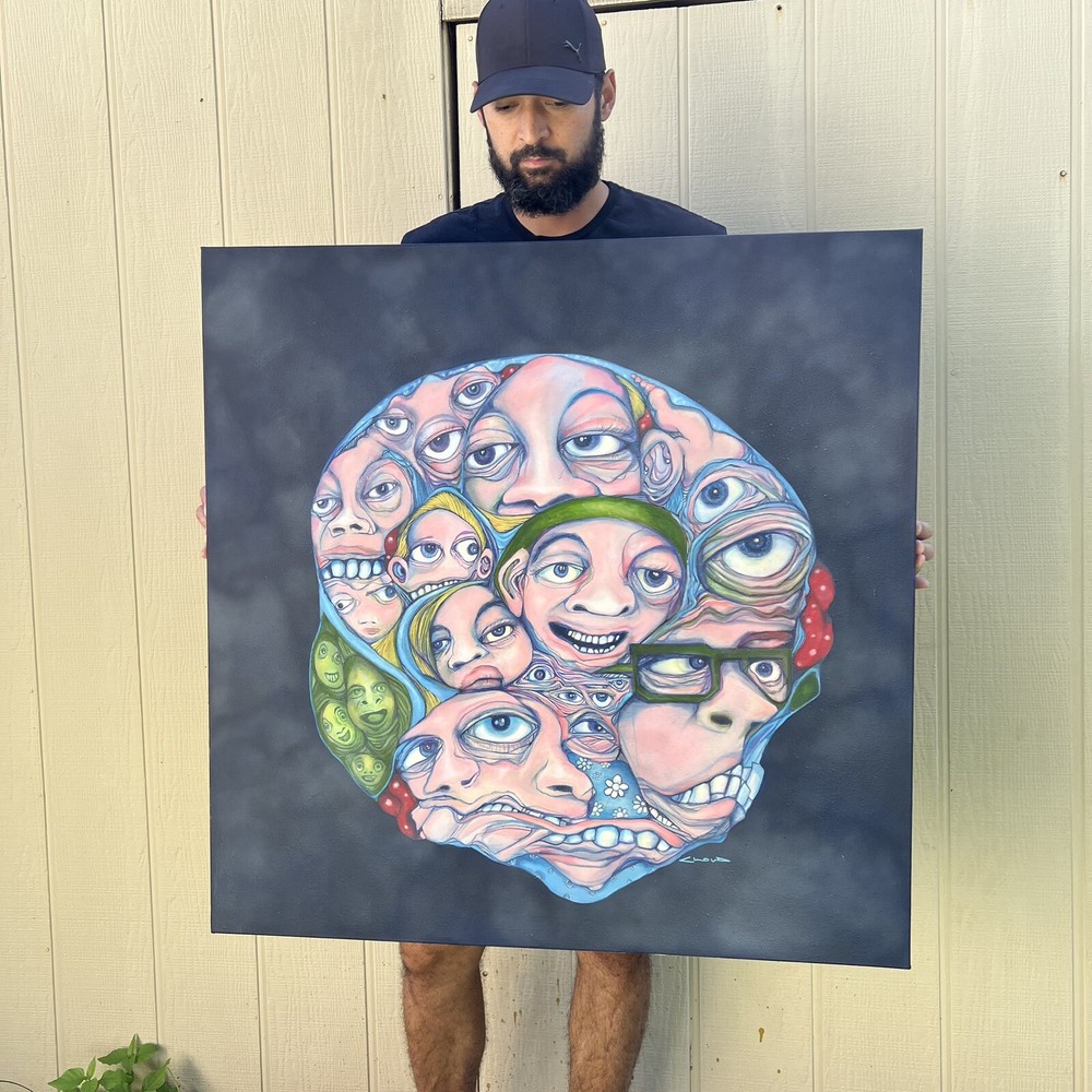Original Art Outsider Urban Surreal Painting Contemporary Large Portrait Lowbrow