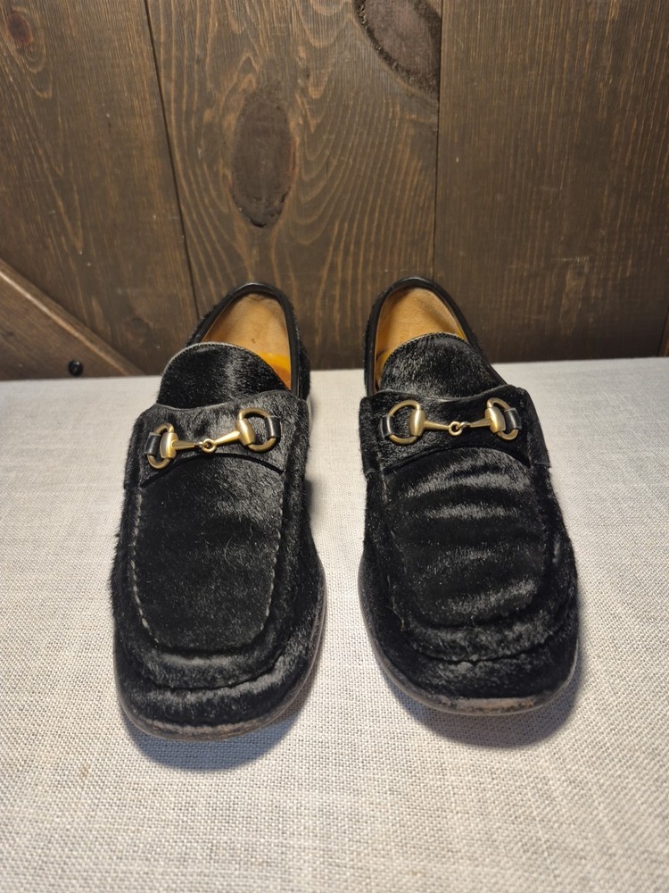 GUCCI BLACK JORDAAN HORSEBIT LOAFER VELVET FLATS WOMEN 37 EU 7B US AUTHENTIC