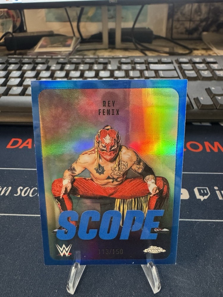 2026 Topps Chrome WWE Rey Fenix #SCO-28 Scope Blue Refractor /150