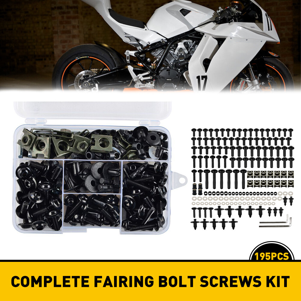 Black Motorcycle Fairing Bolt Kit with Screws and Wrench Set for USA Riders