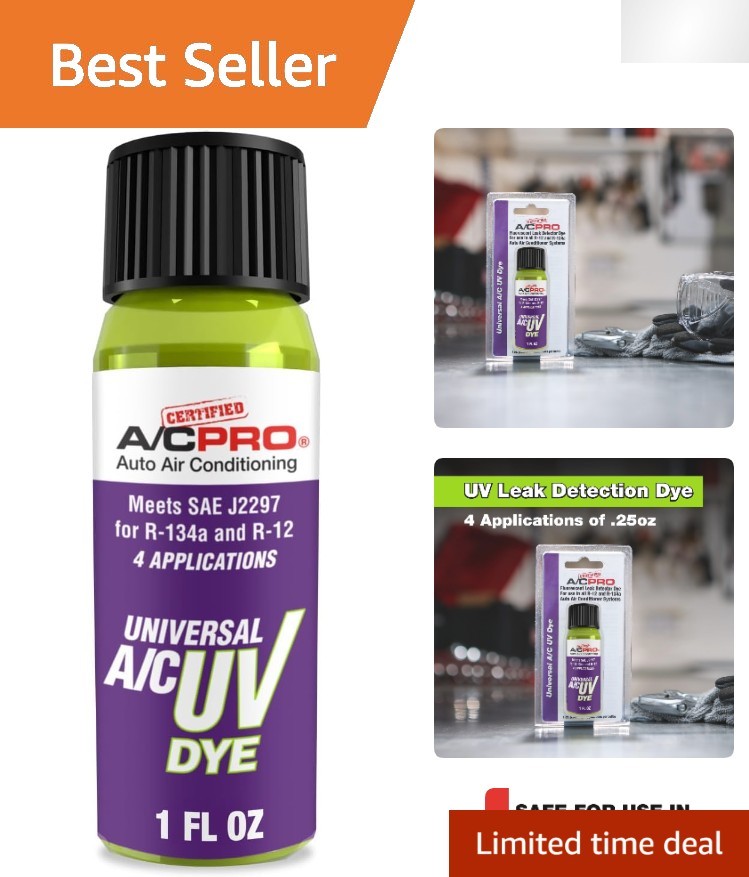 UV Dye for A/C Leak Detection in R-12, R-134A & R-22 - 1 Oz Bottle-image